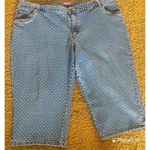 Poka dot stone washed cropped jeans